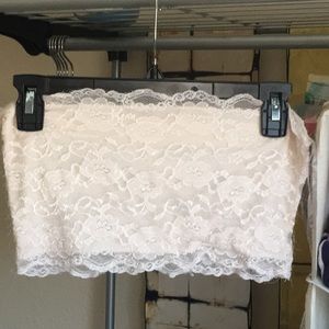 Cream lace tub top, cream lace bra cover